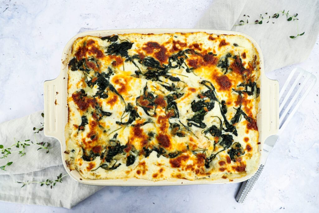Lakselasagne - Opskrift på lakselasagne med spinat og ricotta