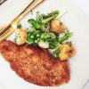 Skinkeschnitzel - Opskrift på skinkeschnitzel med frisk kartoffelsalat