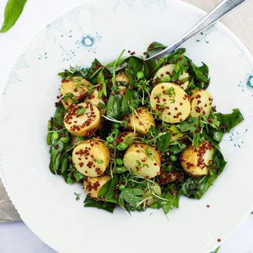 Kartoffelsalat med ramsløg - Opskrift på skøn kartoffelsalat