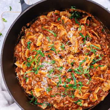 One pot pasta kødsovs - Opskrift på One pot pasta med kødsauce