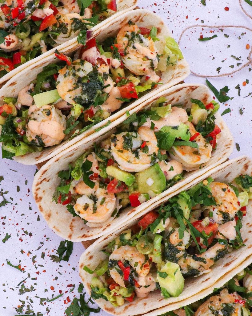 Tortillas med hvidløgsrejer - Mexicansk tacos med hvidløgsrejer