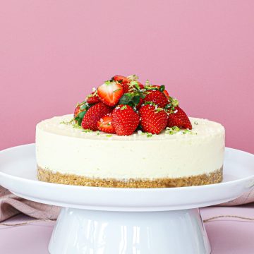 Lime cheesecake - Opskrift på cheesecake med lime og jordbær
