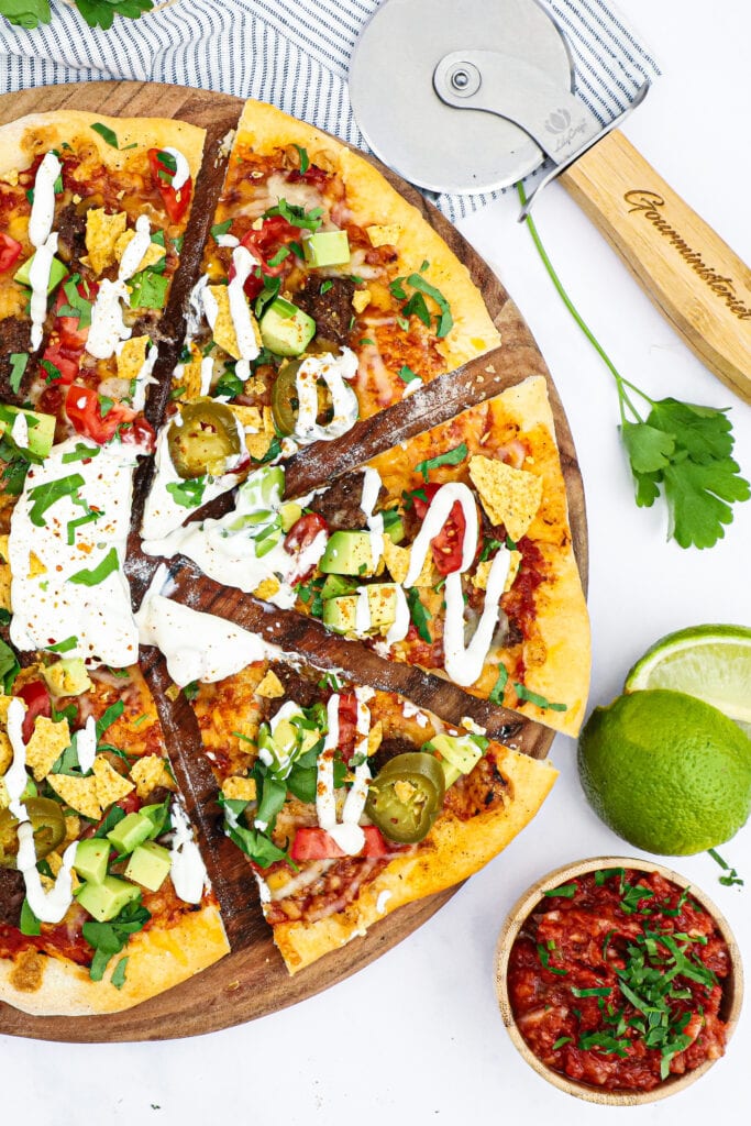 Mexicansk pizza - Opskrift på taco pizza med oksekød