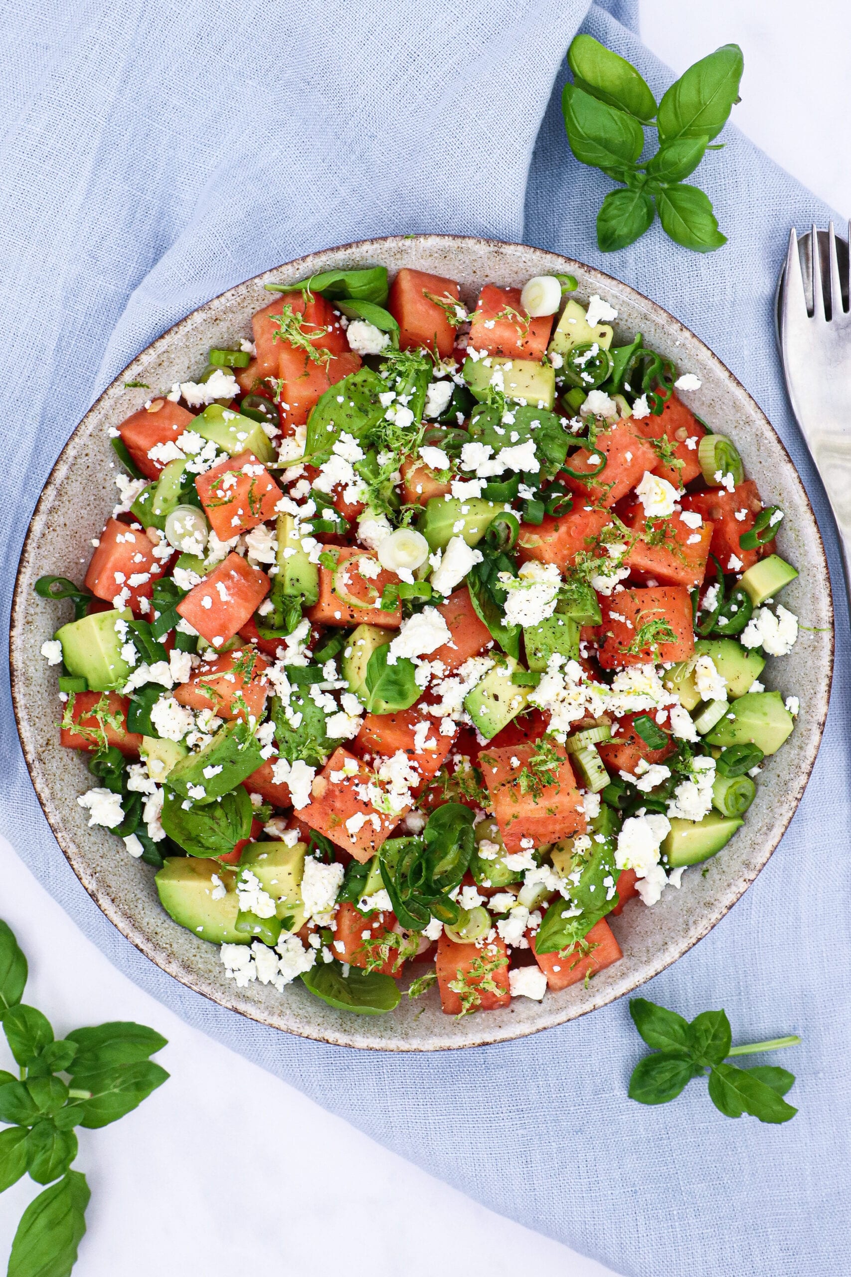 Vandmelonssalat - Opskrift på salat med vandmelon, feta og lime