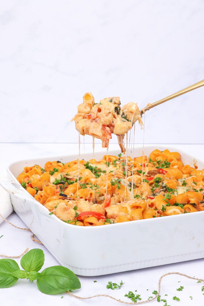 Pasta al Forno - Bagt pasta med kylling, grøntsager og ricotta