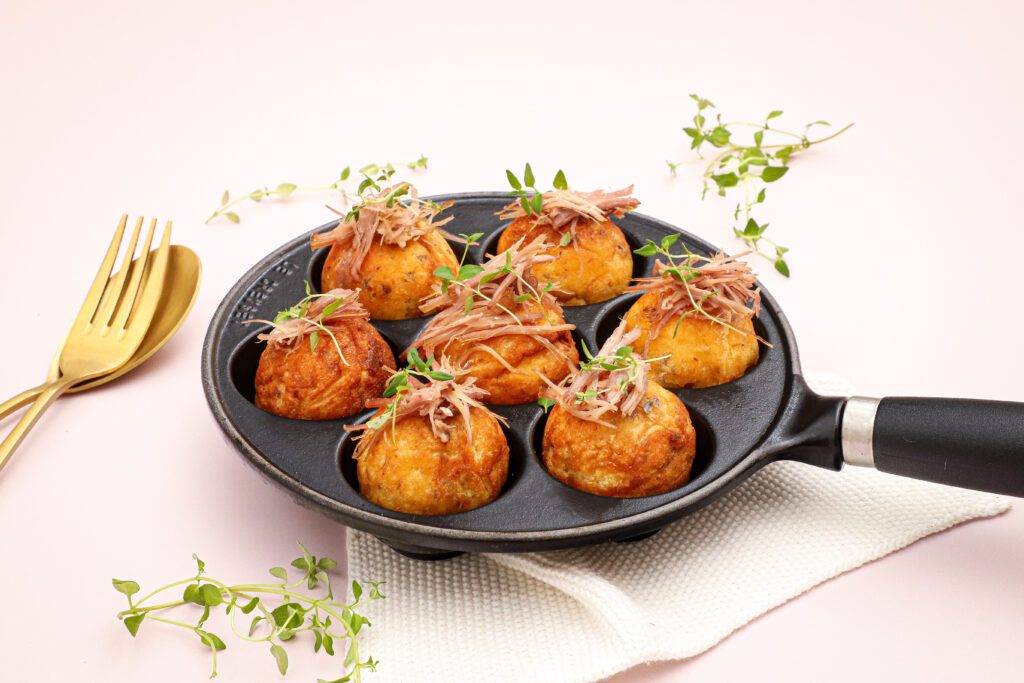 Salte æbleskiver med and - Opskrift på mad-æbleskiver med and
