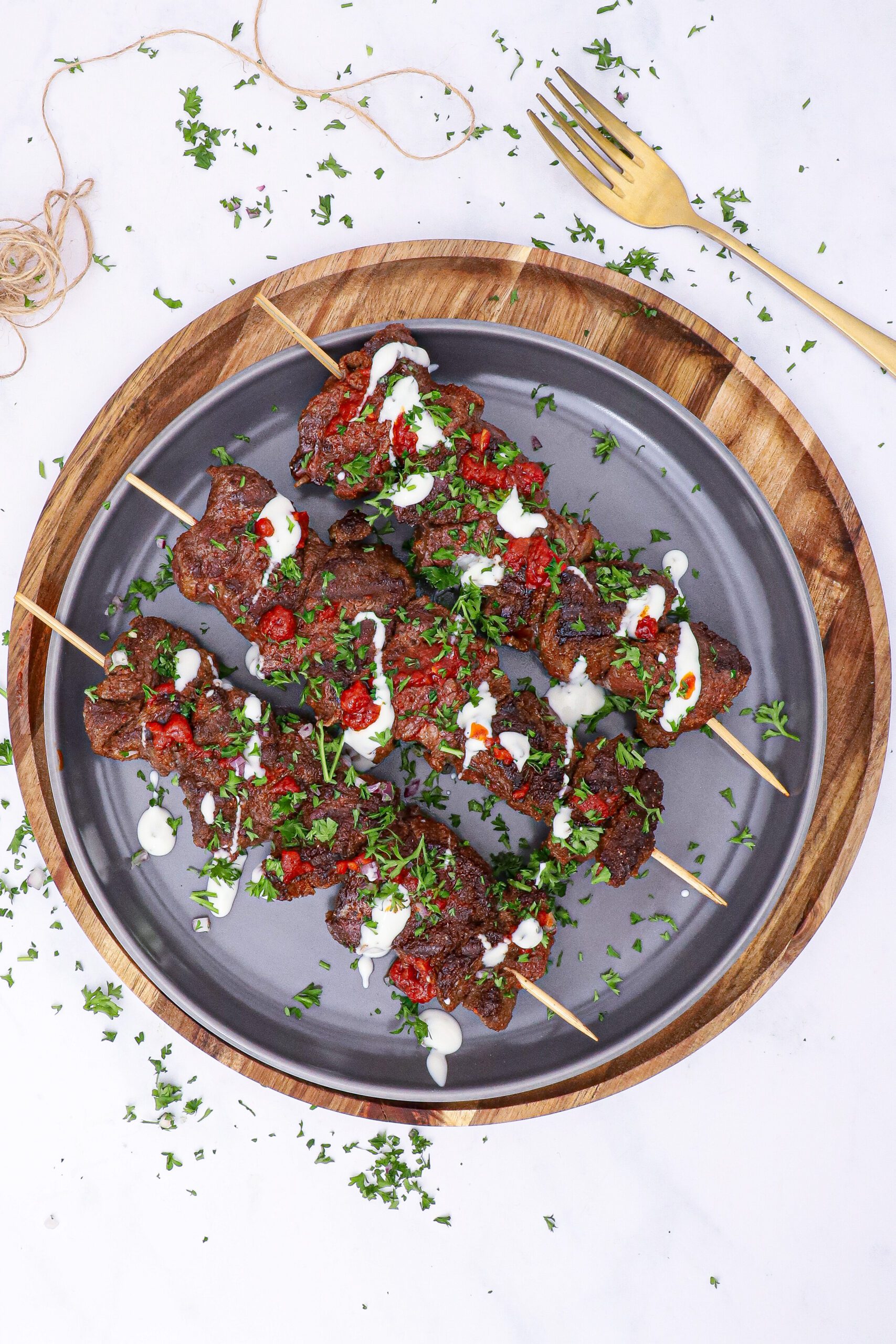 Kebabspyd med oksemørbrad - Shawarma af oksemørbrad