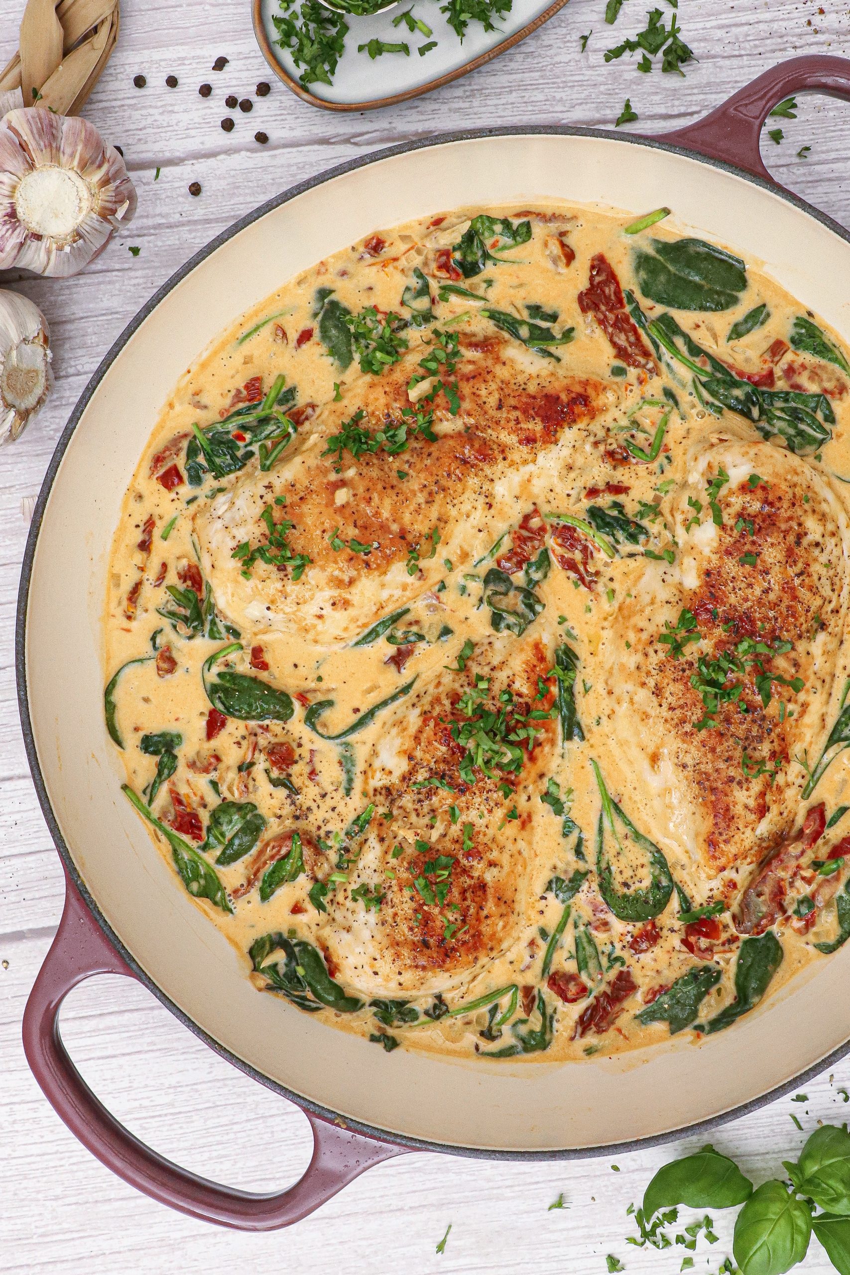 Kylling i flødesauce med soltørrede tomater - Opskrift på Tuscan Chicken