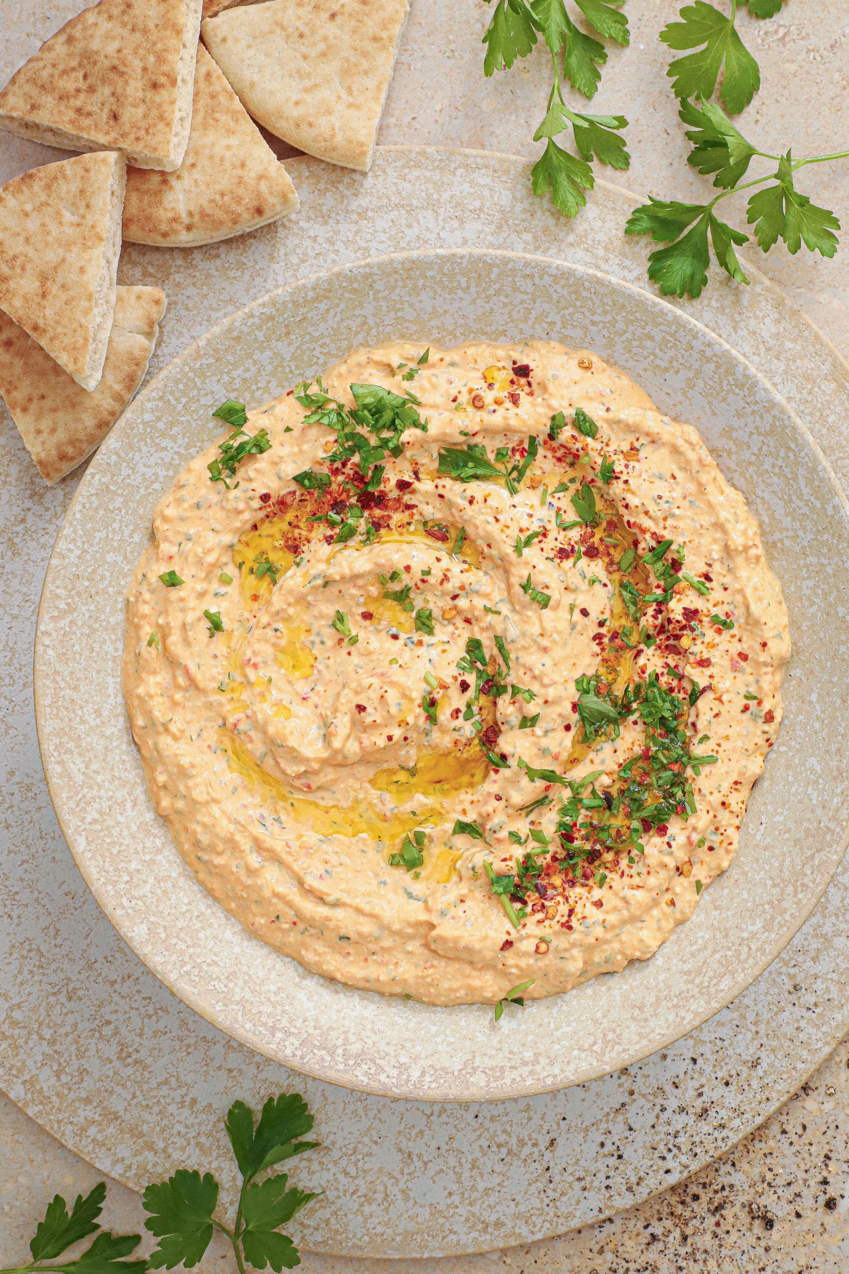 Haydari med bagte peberfrugter - Opskrift på feta dip