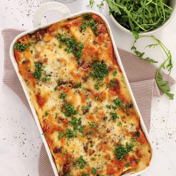 Lasagne med salsiccia og svampe