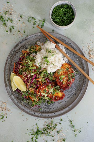 Asiatiske fiskefrikadeller med kålsalat - Nem asiatisk aftensmad